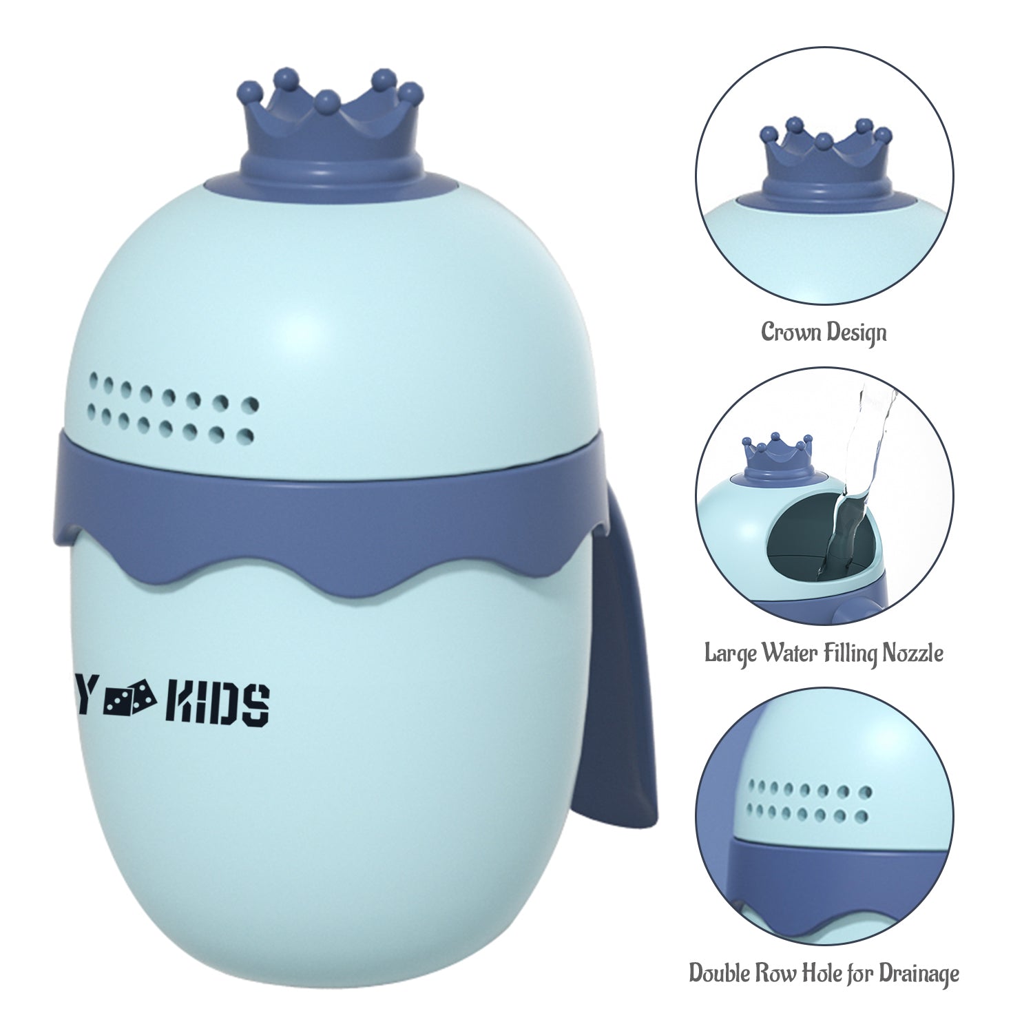 EAZY KIDS Royal Baby Head Shampoo Wash Rinse Shower Mug - Blue, 500ml