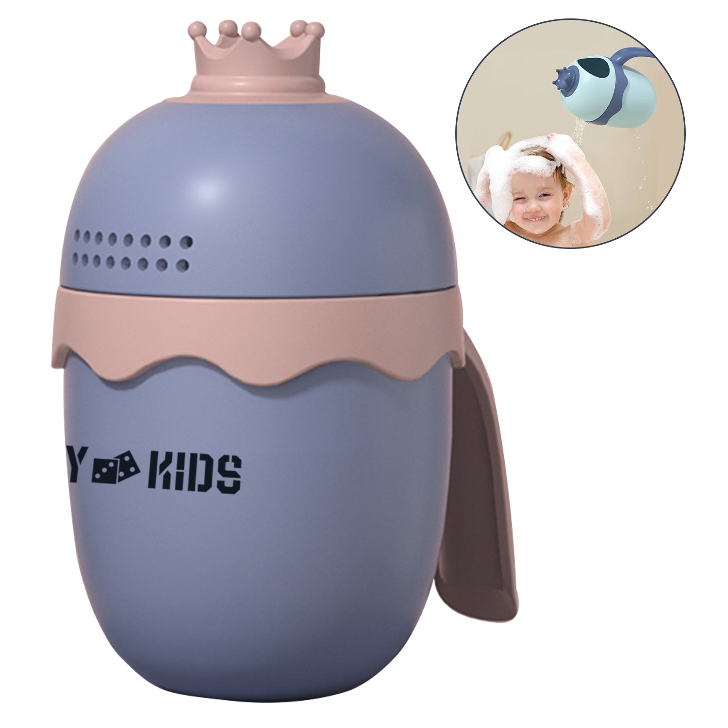 EAZY KIDS Royal Baby Head Shampoo Wash Rinse Shower Mug - Purple, 500ml