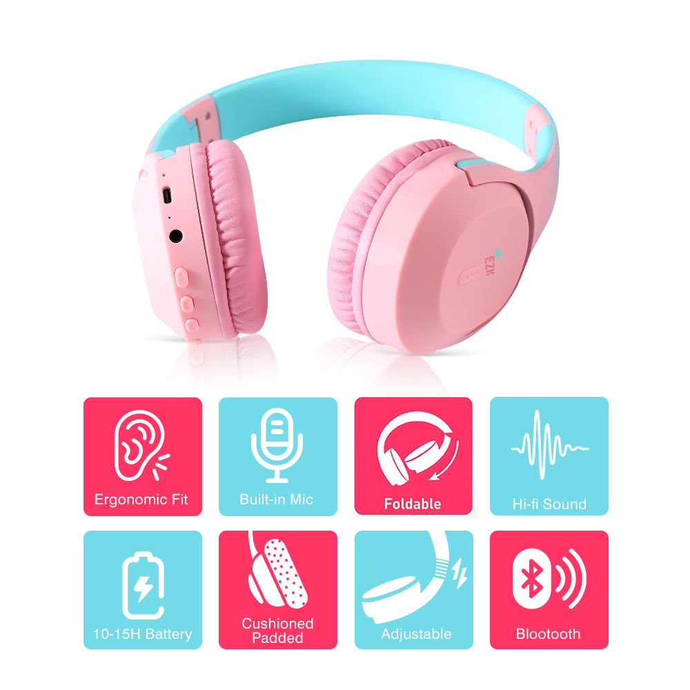 Eazy Kids Bluetooth 5.4 Wireless Headset - Pink