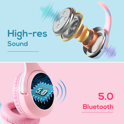 Eazy Kids Bluetooth 5.4 Wireless Headset - Pink