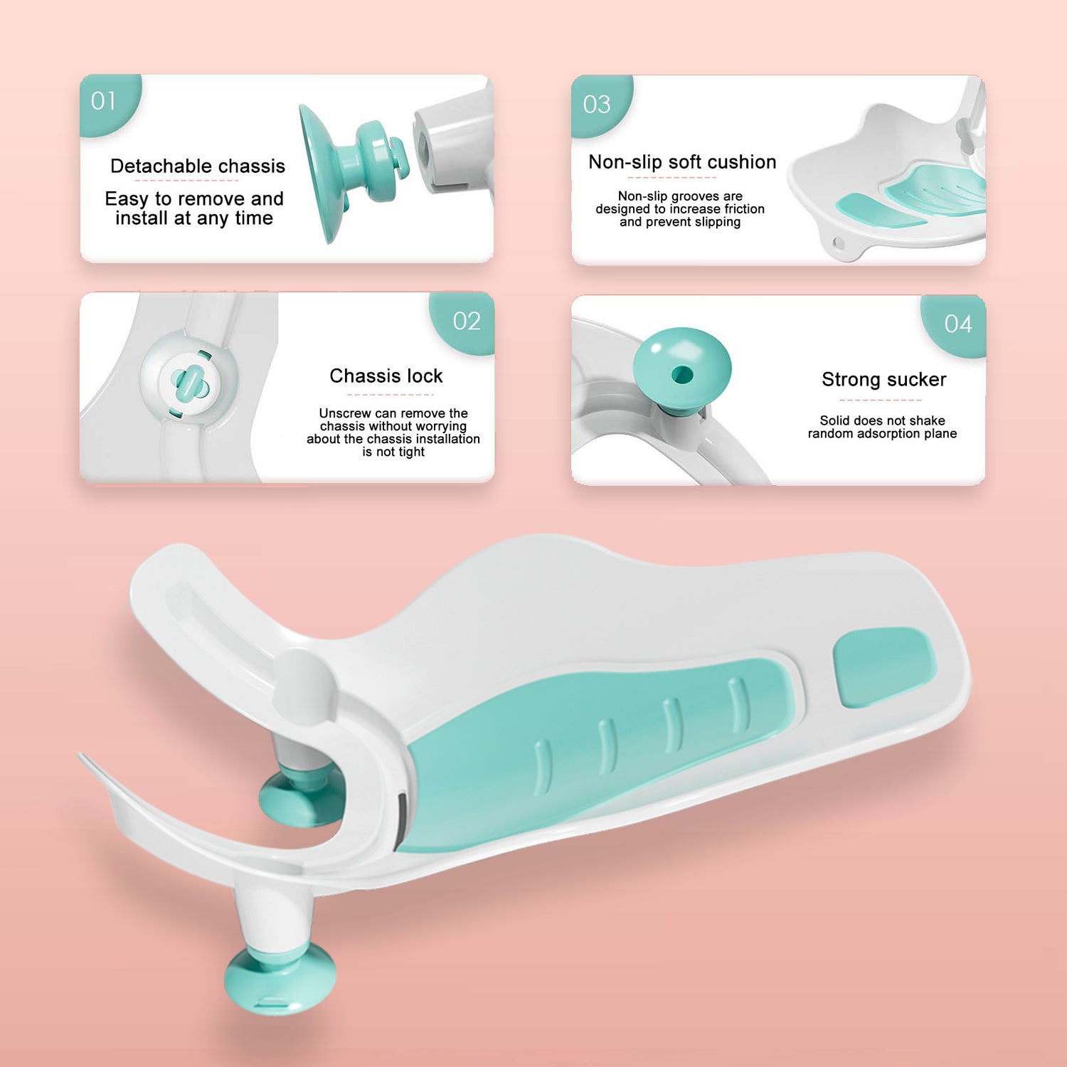 EAZY KIDS 2 - IN - 1 Sink Bath Support tub and Butt cleaning station - Green