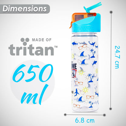 EAZY KIDS Jawsome Shark 2 - In - 1 Tritan Water Bottle - Blue (650ml)