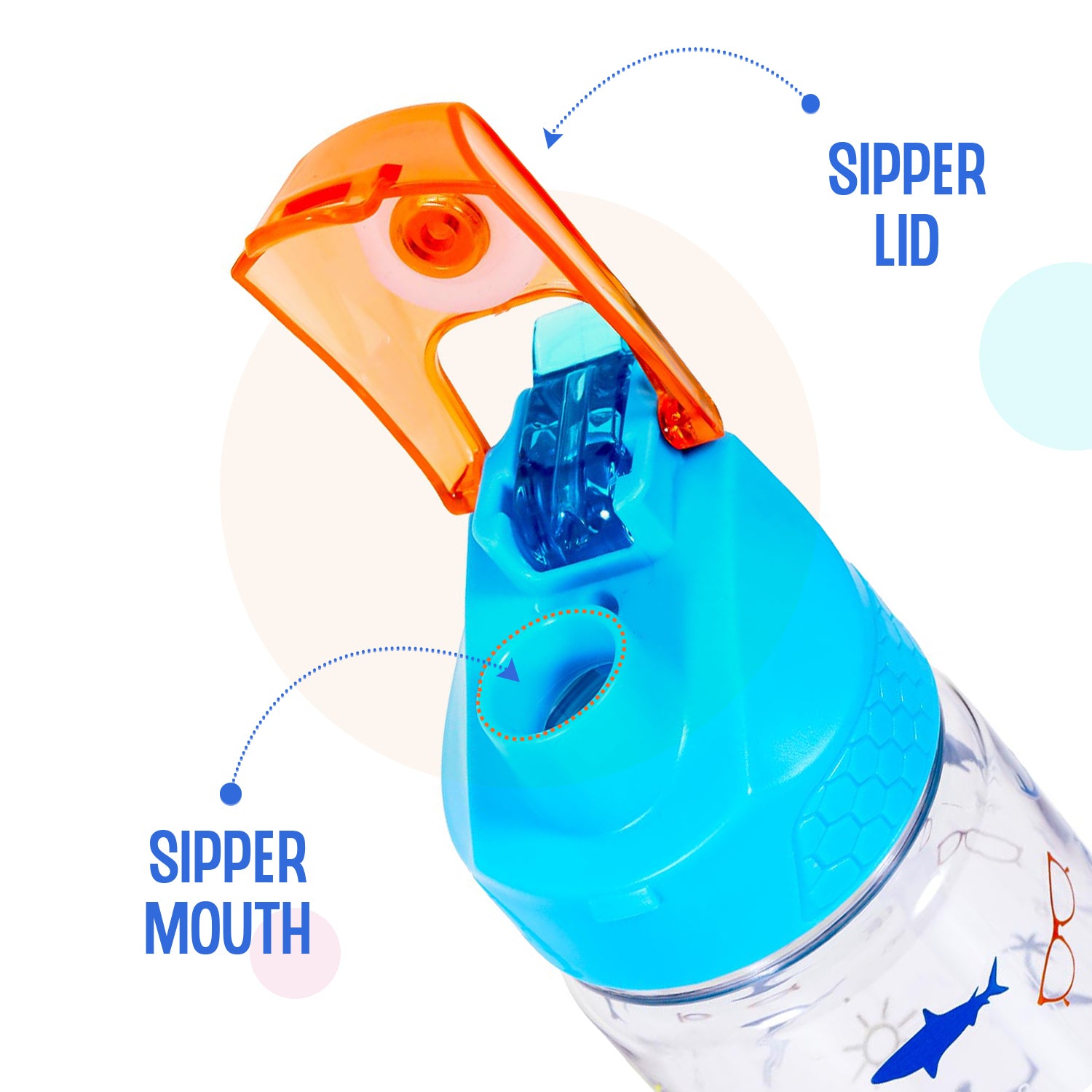 EAZY KIDS Jawsome Shark 2 - In - 1 Tritan Water Bottle - Blue (650ml)