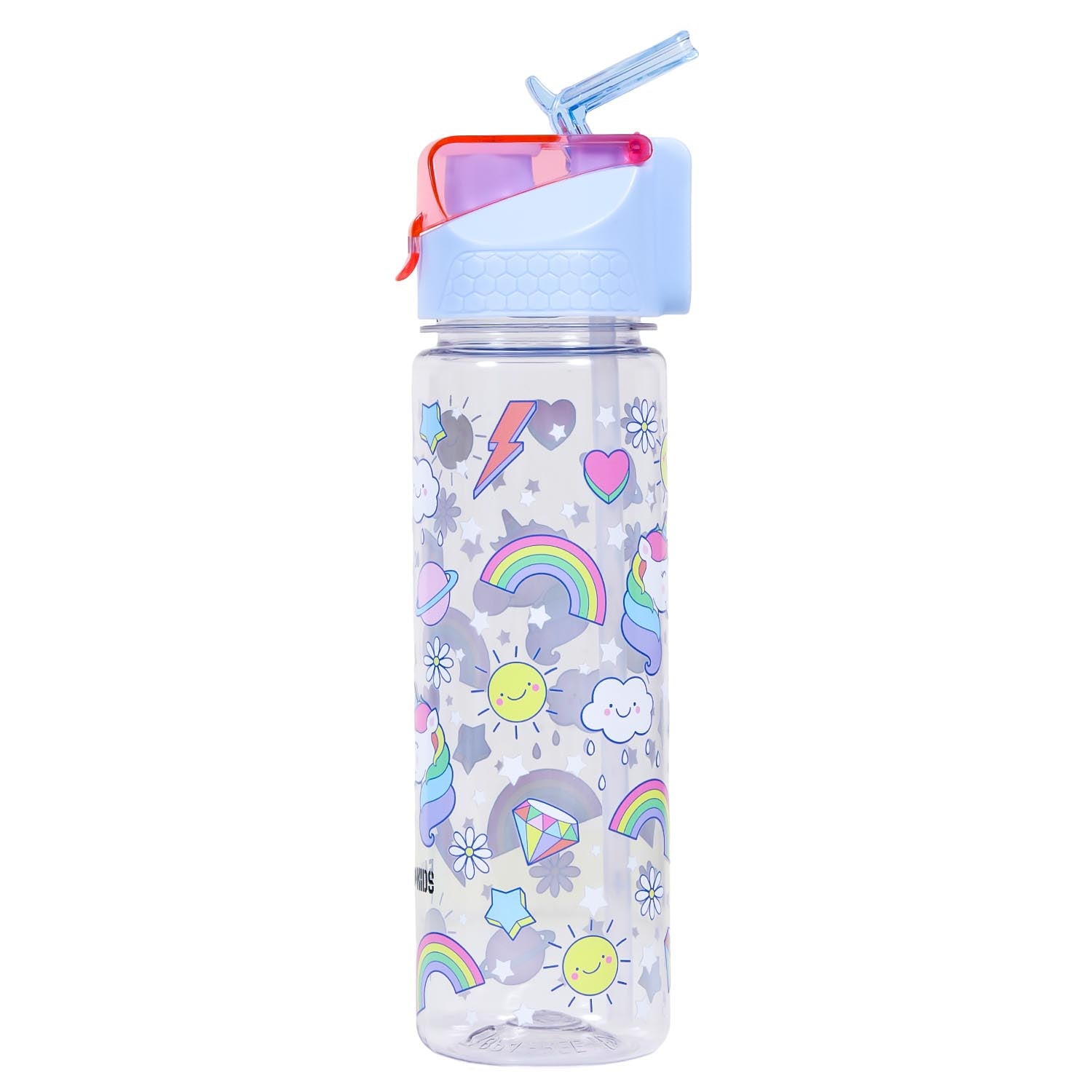 EAZY KIDS Unicorn 2 - In - 1 Tritan Water Bottle - Blue (650ml)