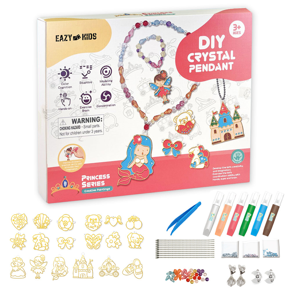 EAZY KIDS DIY Kids Art & Craft Crystal Pendant Making & Coloring Set XL - Dessert