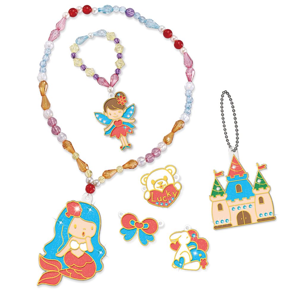 EAZY KIDS DIY Kids Art & Craft Crystal Pendant Making & Coloring Set XL - Princess