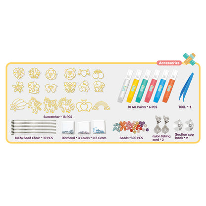 EAZY KIDS DIY Kids Art & Craft Crystal Pendant Making & Coloring Set XL - Unicorn