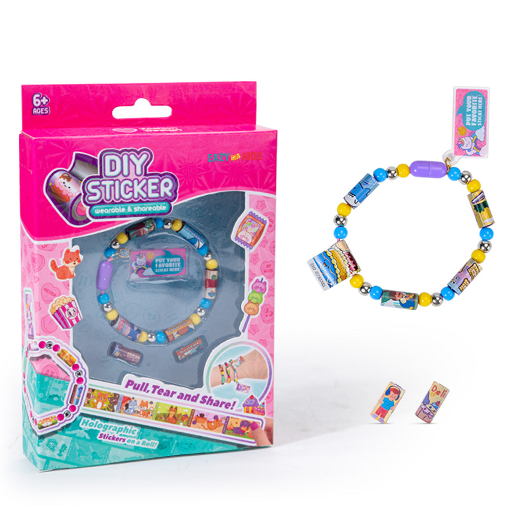 Eazy Kids DIY Wearable & Shareable Bracelet with 2 Holographic Stickers – Multicolor