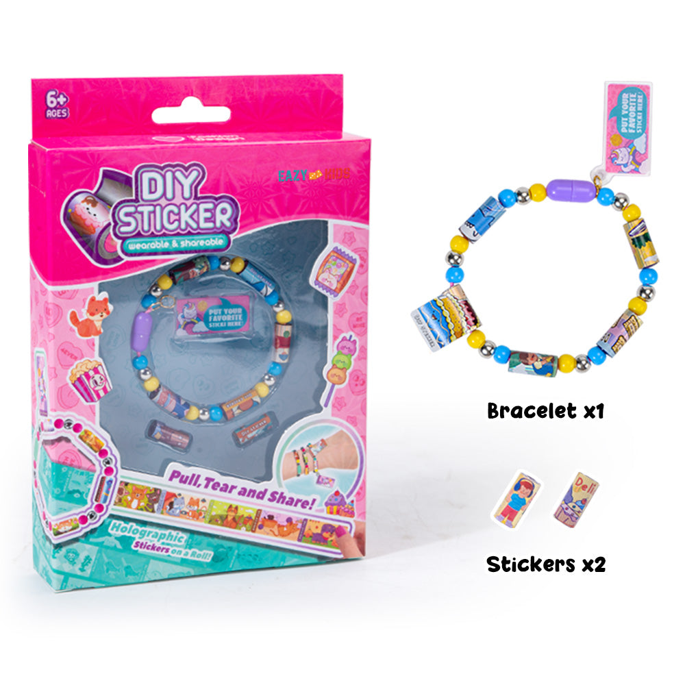 Eazy Kids DIY Wearable & Shareable Bracelet with 2 Holographic Stickers – Multicolor