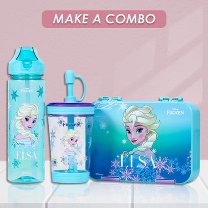 Disney Frozen Princess Elsa Tritan Sipper Tumbler Water Bottle W/Straw and Leash Lid - Blue(480ml)