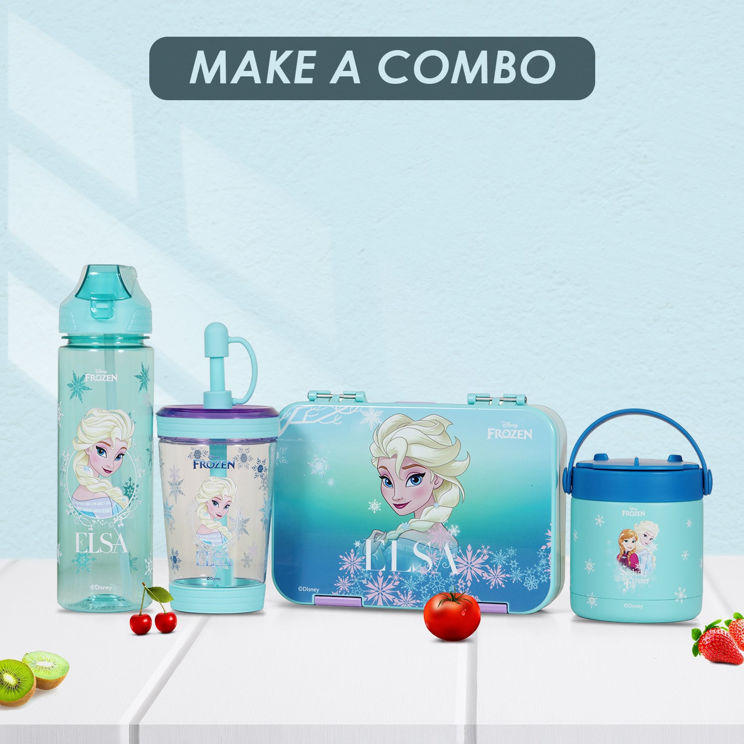 Disney Frozen Princess Elsa Tritan Sipper Tumbler Water Bottle W/Straw and Leash Lid - Blue(480ml)