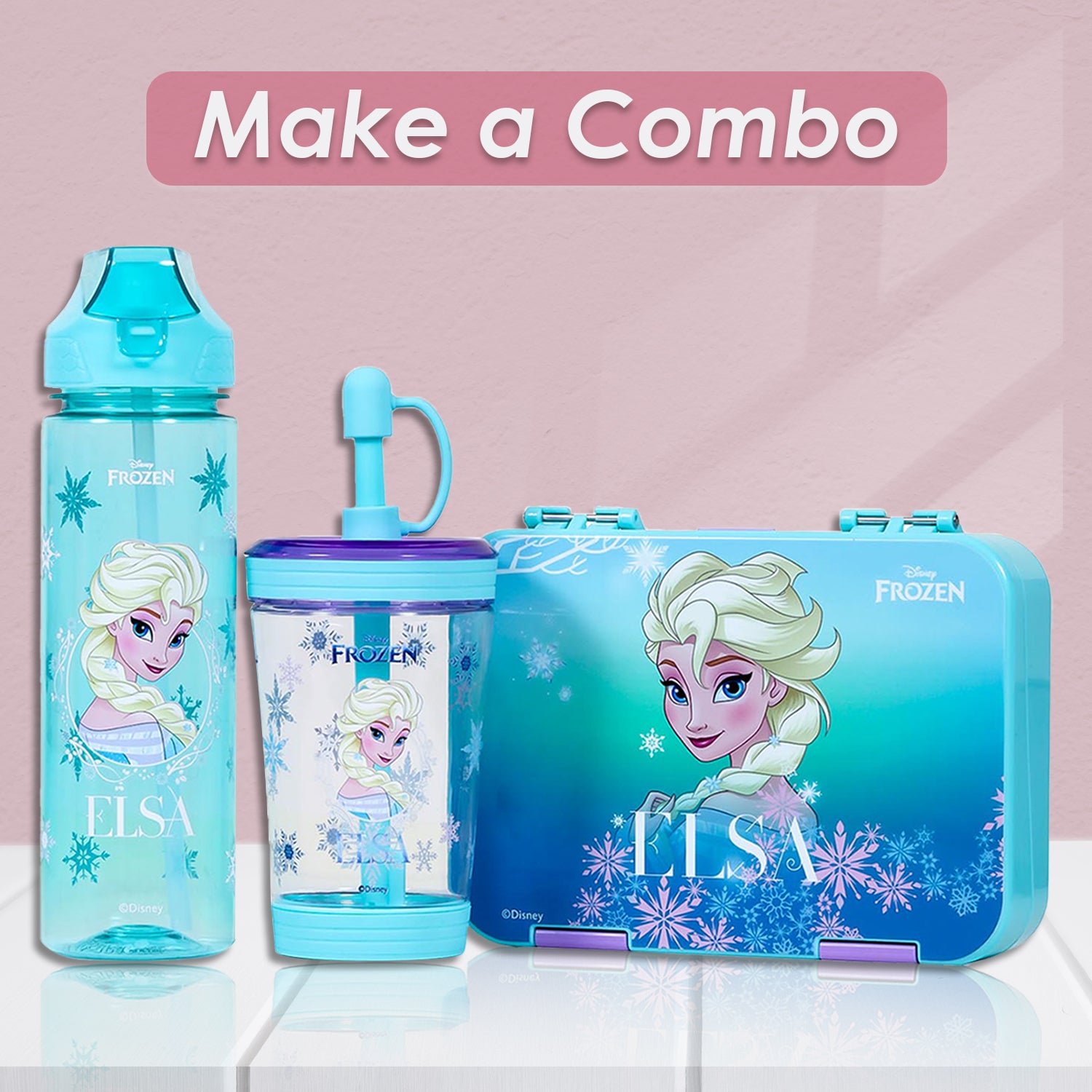 Disney Frozen Princess Elsa 2 - In - 1 Tritan Water Bottle - Baby Green (650ml)
