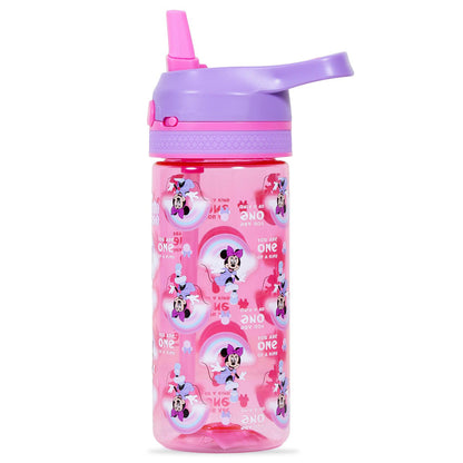 Disney Minnie Mouse Tritan Water Bottle w/Lockable Push button and Carry Handle - Purple Pink (420ml)