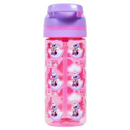 Disney Minnie Mouse Tritan Water Bottle w/Lockable Push button and Carry Handle - Purple Pink (420ml)