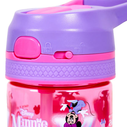 Disney Minnie Mouse Tritan Water Bottle w/Lockable Push button and Carry Handle - Purple Pink (420ml)
