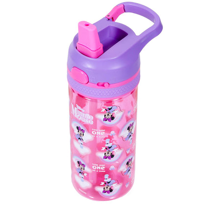 Disney Minnie Mouse Tritan Water Bottle w/Lockable Push button and Carry Handle - Purple Pink (420ml)