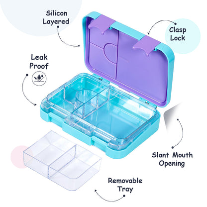 Disney Frozen Princess Elsa 6/4 Compartment Convertible Bento Tritan Lunch Box - Blue