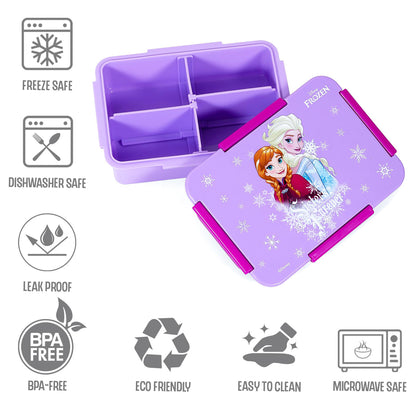 Disney Frozen Princess 1/2/3/4 Compartment Convertible Bento Lunch Box - Purple