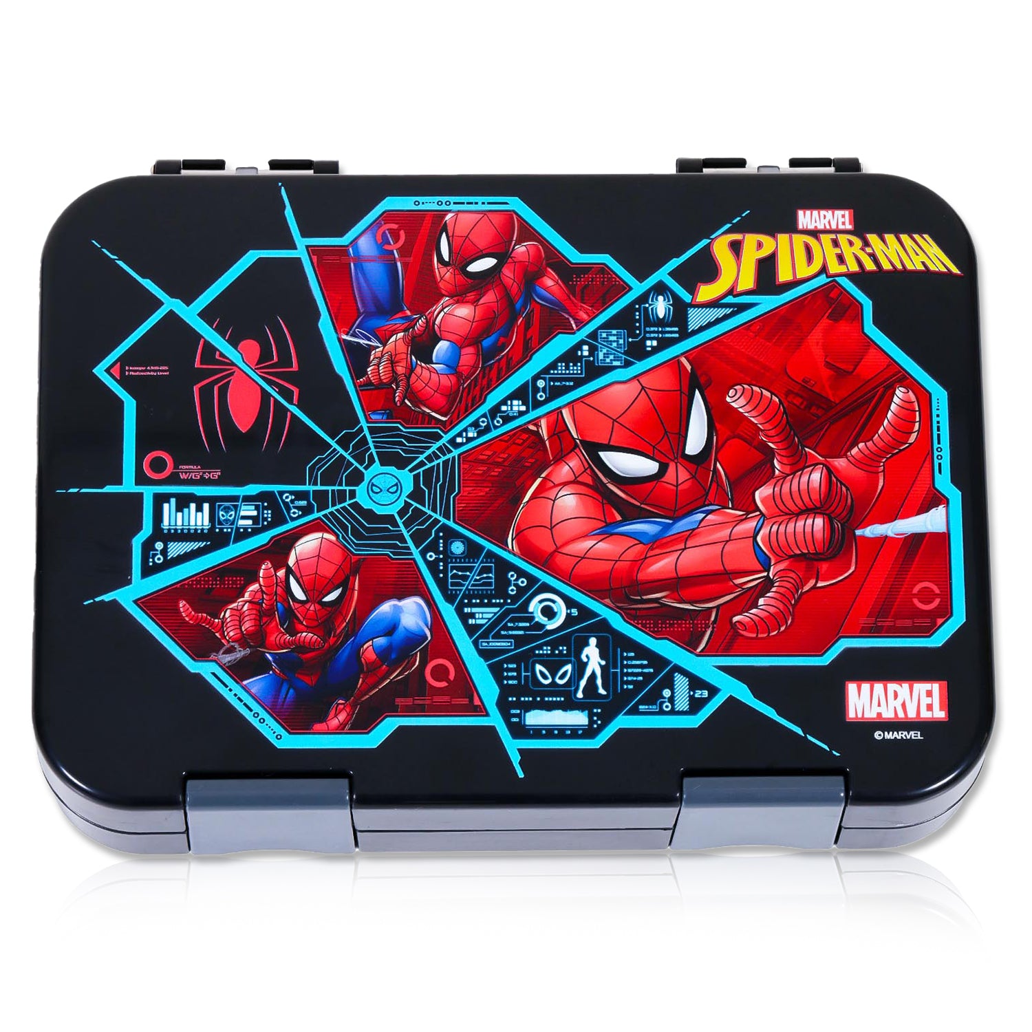 Marvel Spider - Man 6/4 Compartment Convertible Bento Tritan Lunch Box - Black