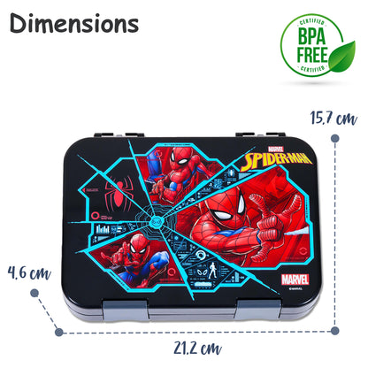 Marvel Spider - Man 6/4 Compartment Convertible Bento Tritan Lunch Box - Black