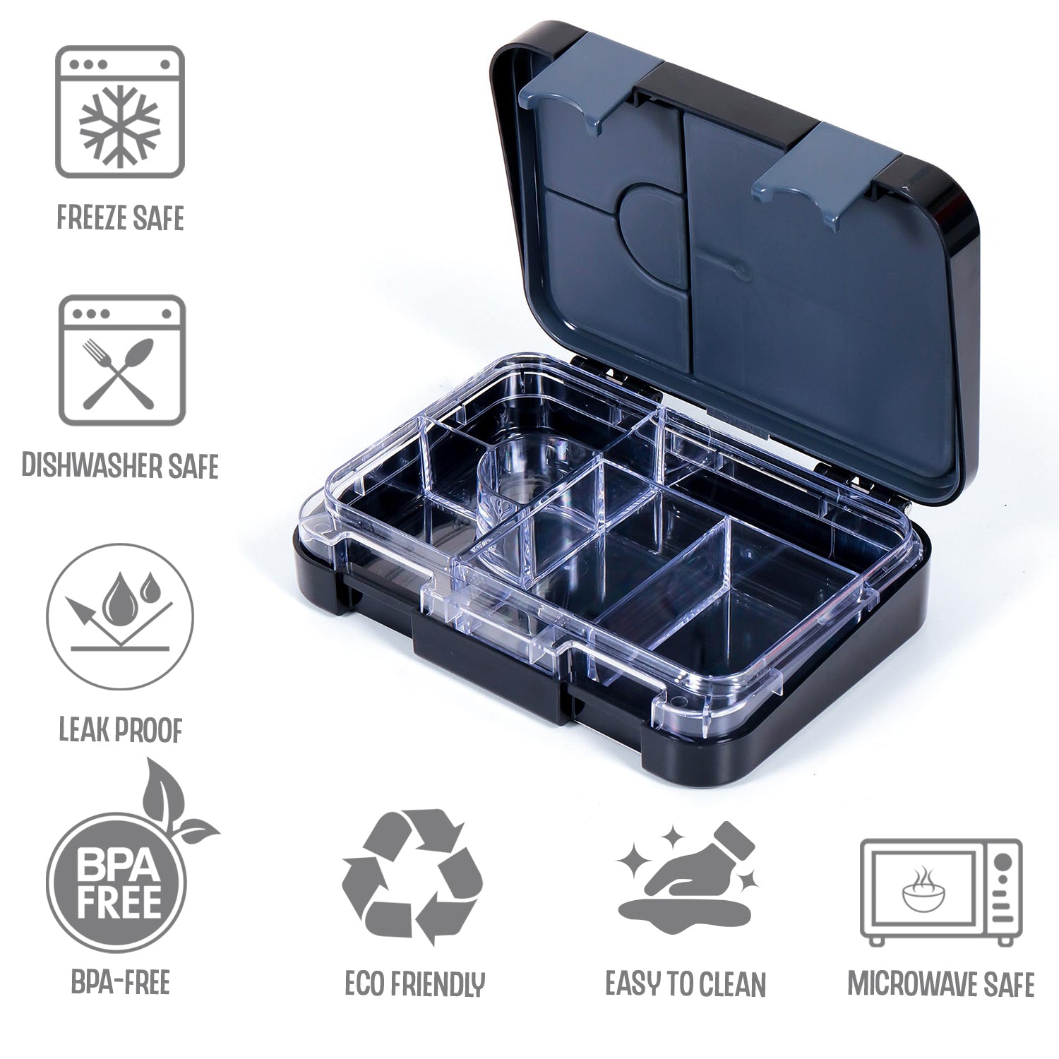 Marvel Spider - Man 6/4 Compartment Convertible Bento Tritan Lunch Box - Black