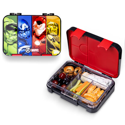 Marvel Avengers Super Hero 6/4 Compartment Convertible Bento Tritan Lunch Box - Black
