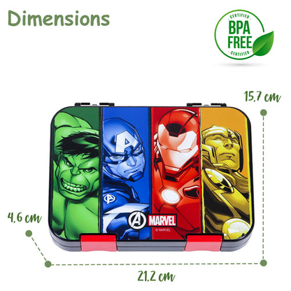 Marvel Avengers Super Hero 6/4 Compartment Convertible Bento Tritan Lunch Box - Black