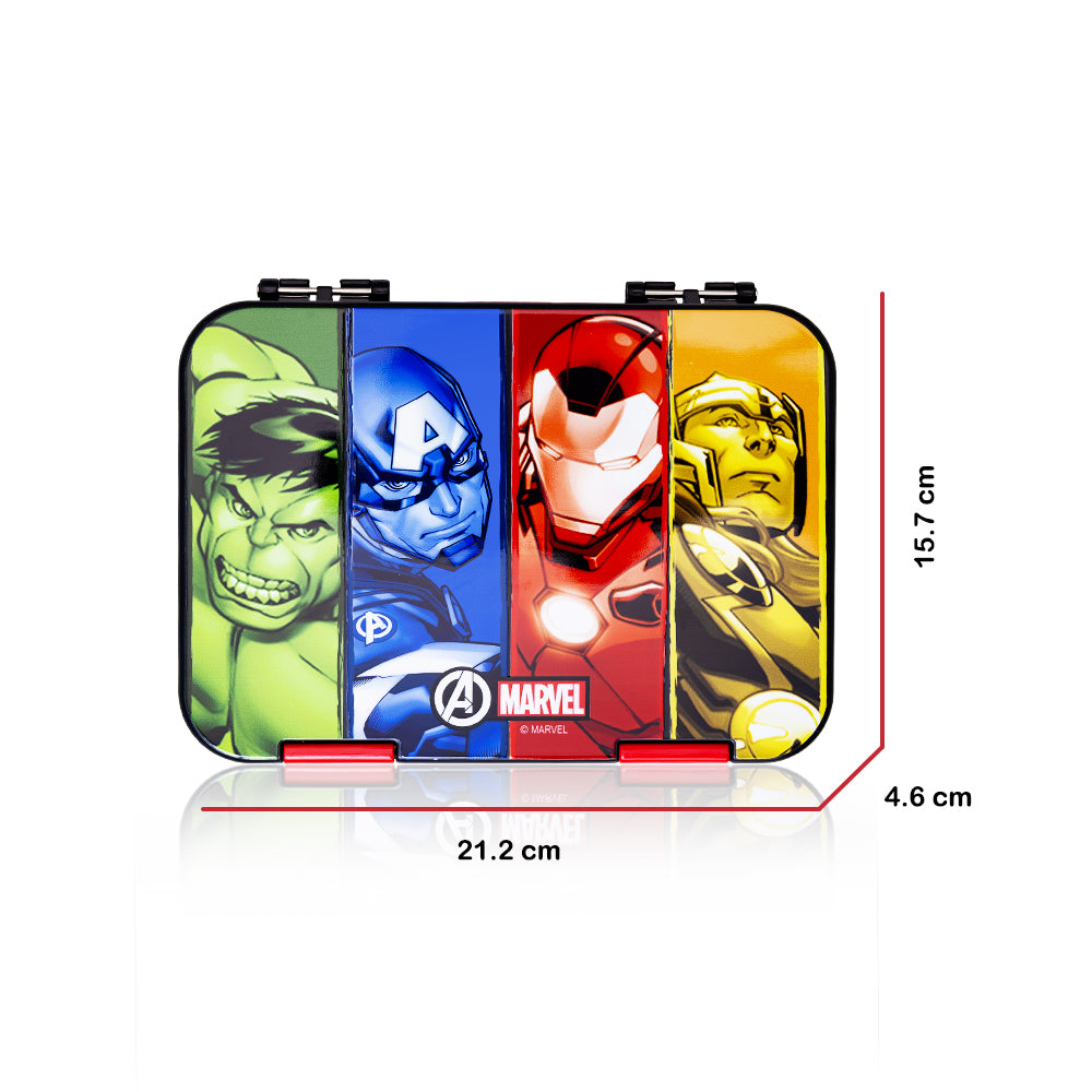 Marvel Avengers Super Hero 6/4 Compartment Convertible Bento Tritan Lunch Box - Black