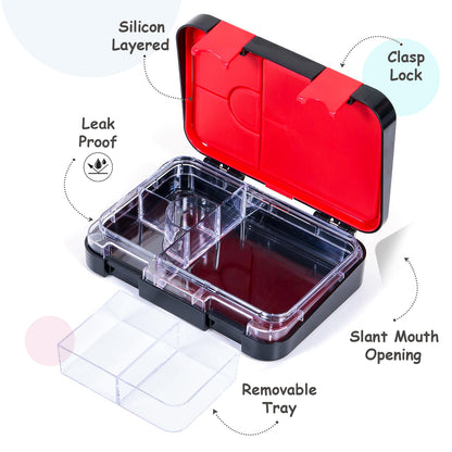 Marvel Avengers Super Hero 6/4 Compartment Convertible Bento Tritan Lunch Box - Black