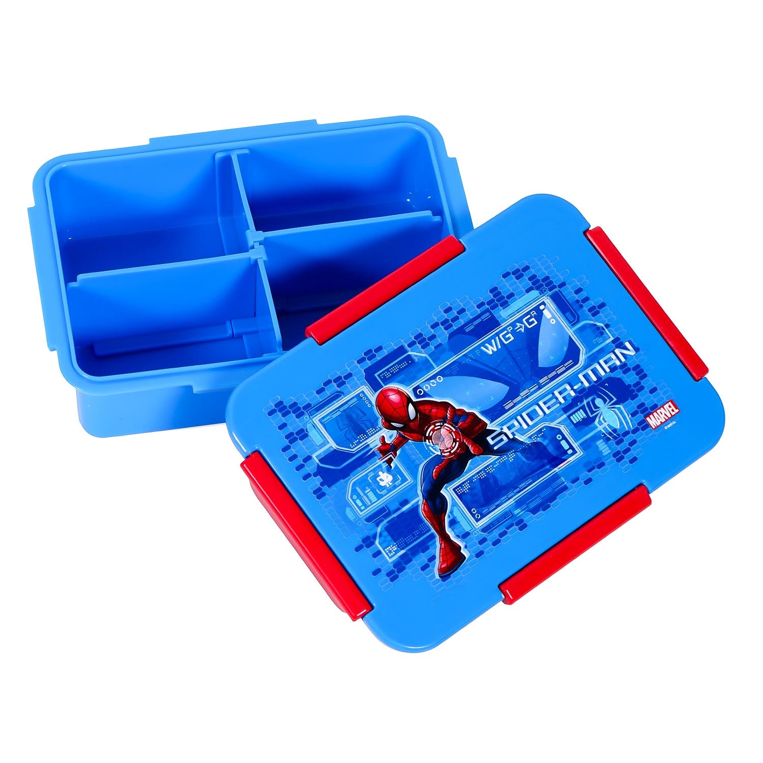 Marvel Spider - Man 1/2/3/4 Compartment Convertible Bento Lunch Box - Blue