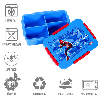 Marvel Spider - Man 1/2/3/4 Compartment Convertible Bento Lunch Box - Blue