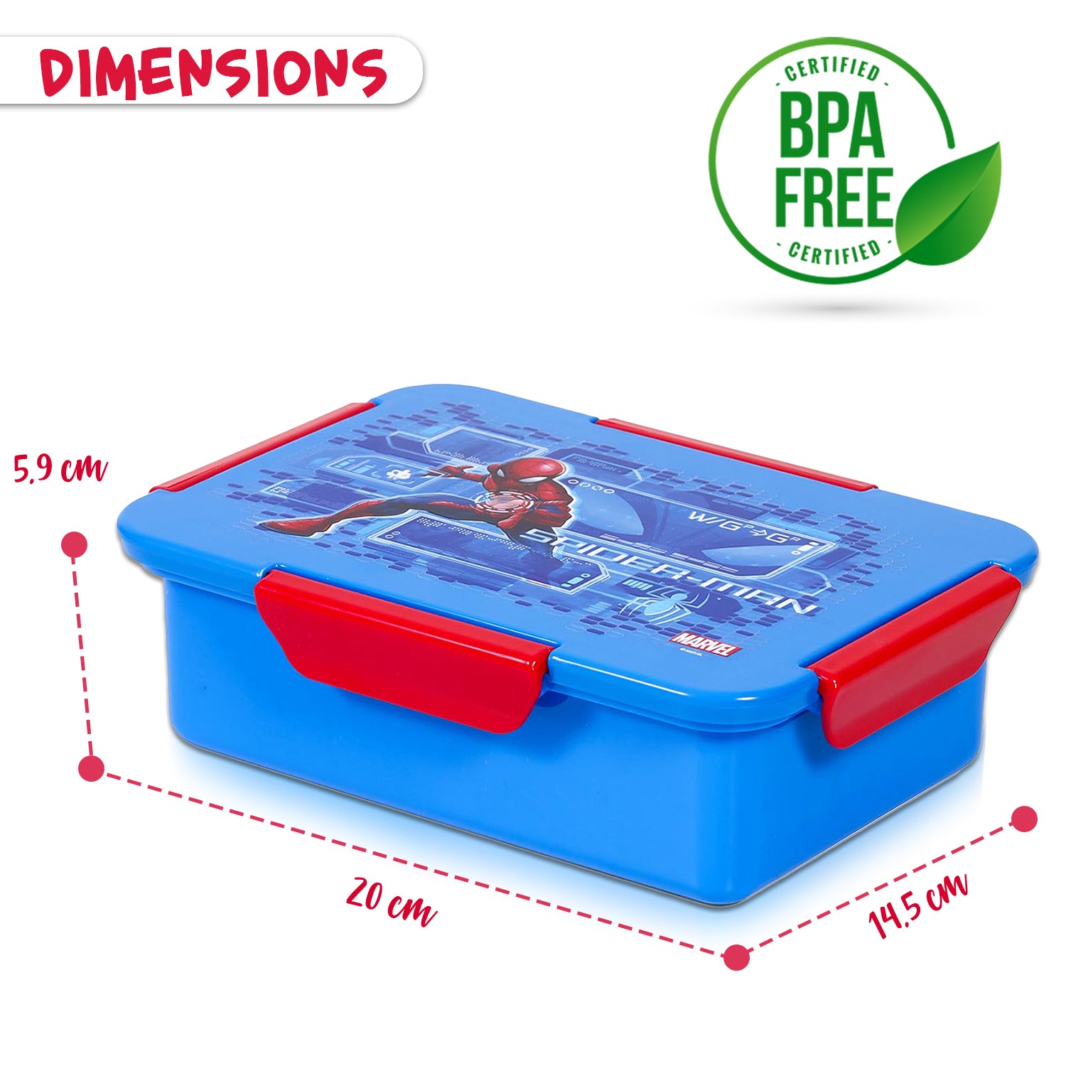 Marvel Spider - Man 1/2/3/4 Compartment Convertible Bento Lunch Box - Blue