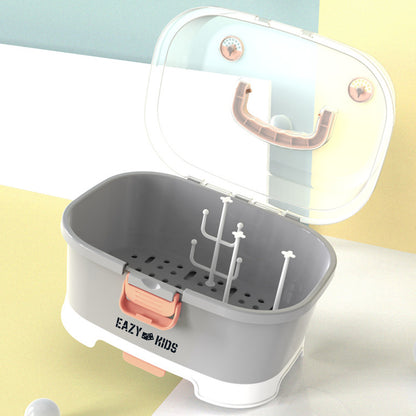 صندوق تخزين لتجفيف زجاجات الأطفال من إيزي كيدز، 9 أوتاد - رمادي