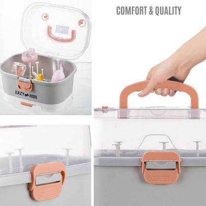 صندوق تخزين لتجفيف زجاجات الأطفال من إيزي كيدز، 9 أوتاد - رمادي