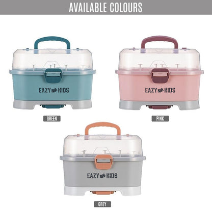 صندوق تخزين لتجفيف زجاجات الأطفال من إيزي كيدز، 9 أوتاد - رمادي