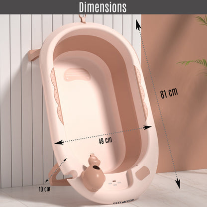 حوض استحمام قابل للطي مع تحكم بدرجة الحرارة من إيزي كيدز، مزود بمقياس حرارة ذكي لمراقبة درجة الحرارة، وكوب لغسل وشطف رأس الطفل بالشامبو - برتقالي