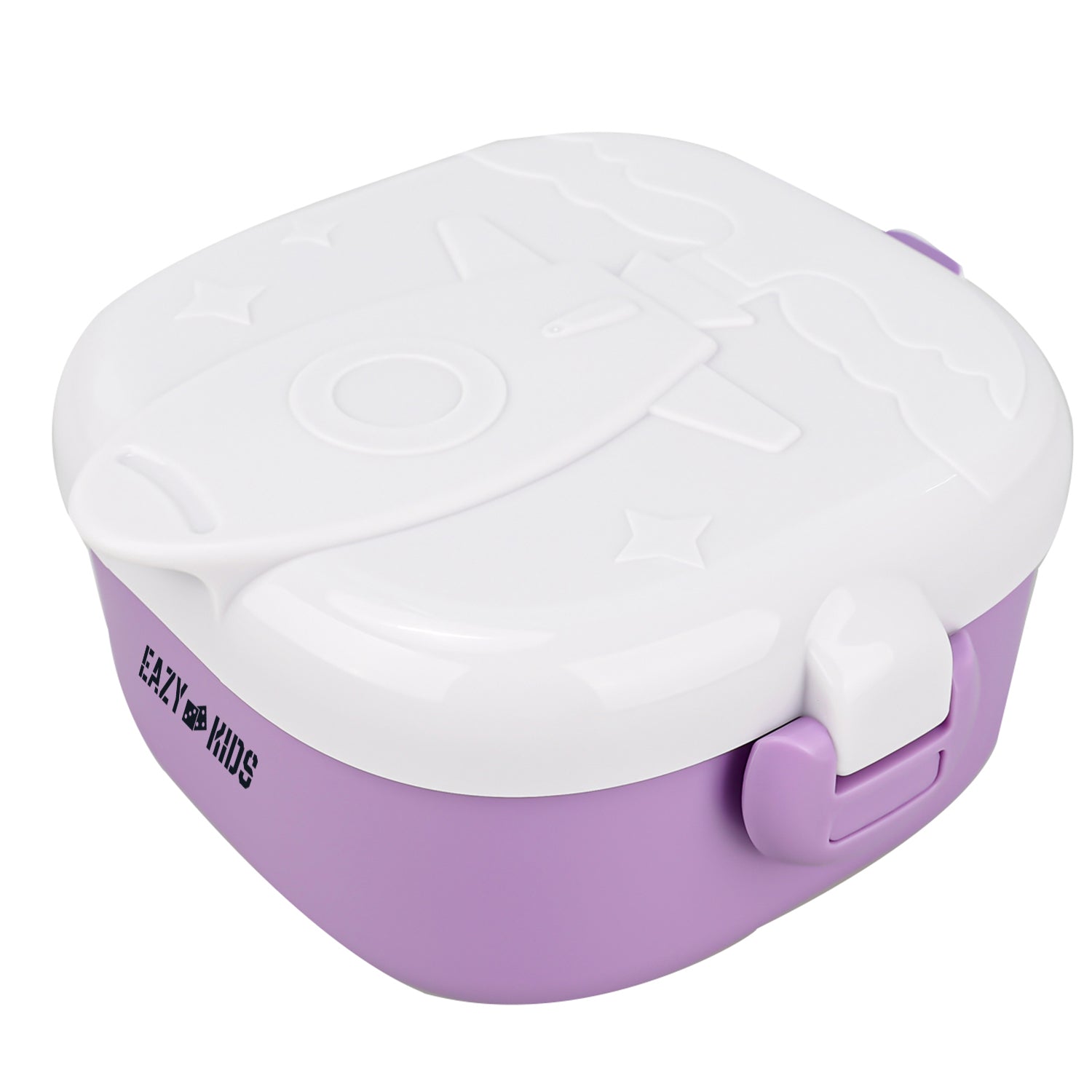 EAZY KIDS Rocket Lunch Box Meal Set w/Bowl, Scissor and Spoon - Purple (600ml)