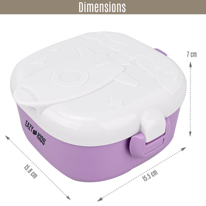 EAZY KIDS Rocket Lunch Box Meal Set w/Bowl, Scissor and Spoon - Purple (600ml)