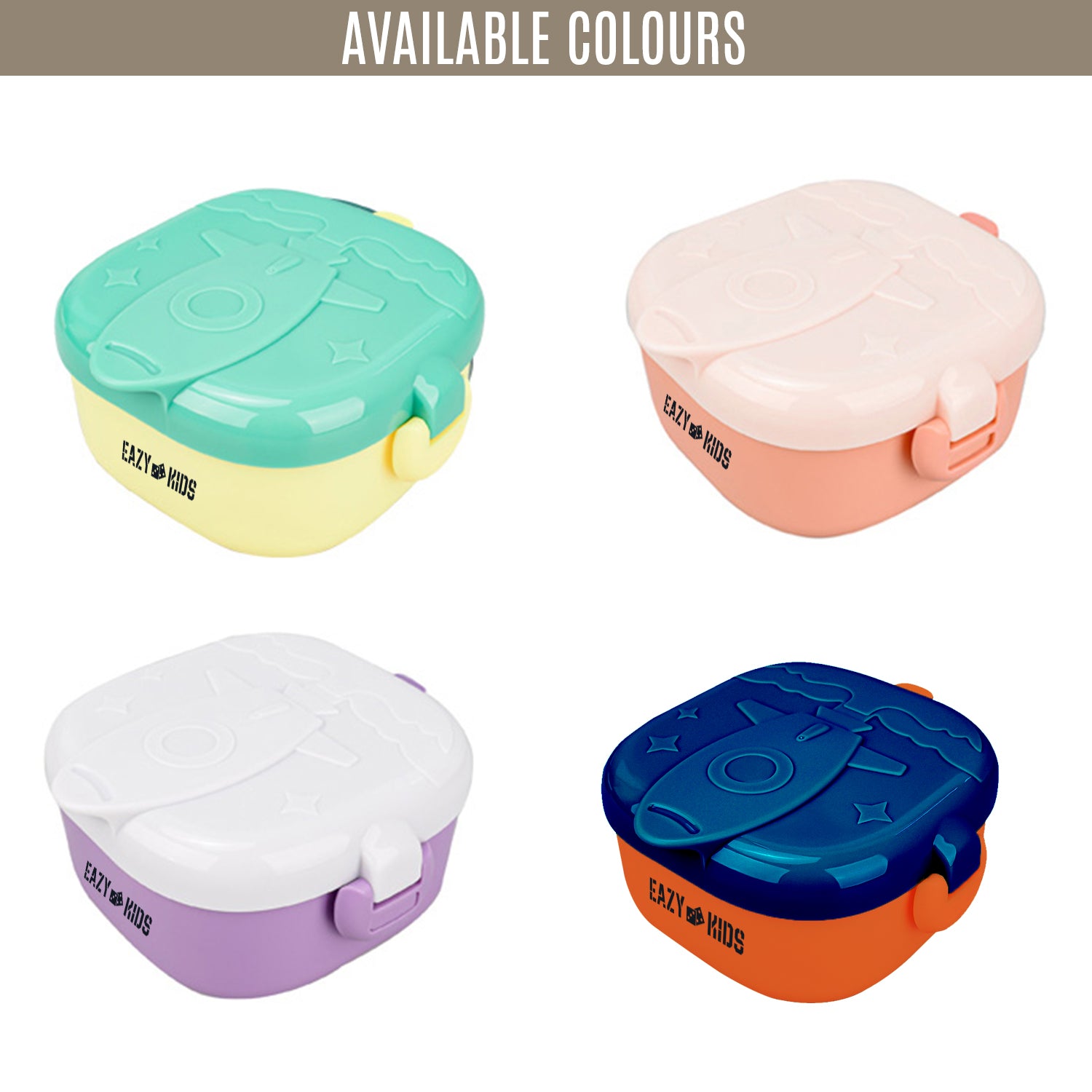 EAZY KIDS Rocket Lunch Box Meal Set w/Bowl, Scissor and Spoon - Purple (600ml)