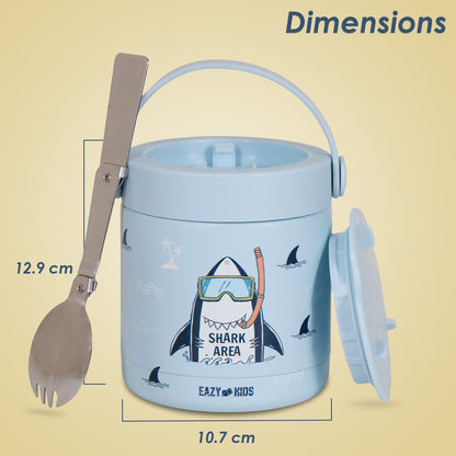 Eazy Kids Super Shark Stainless Steel Insulated Food Jar - Blue(350ml)