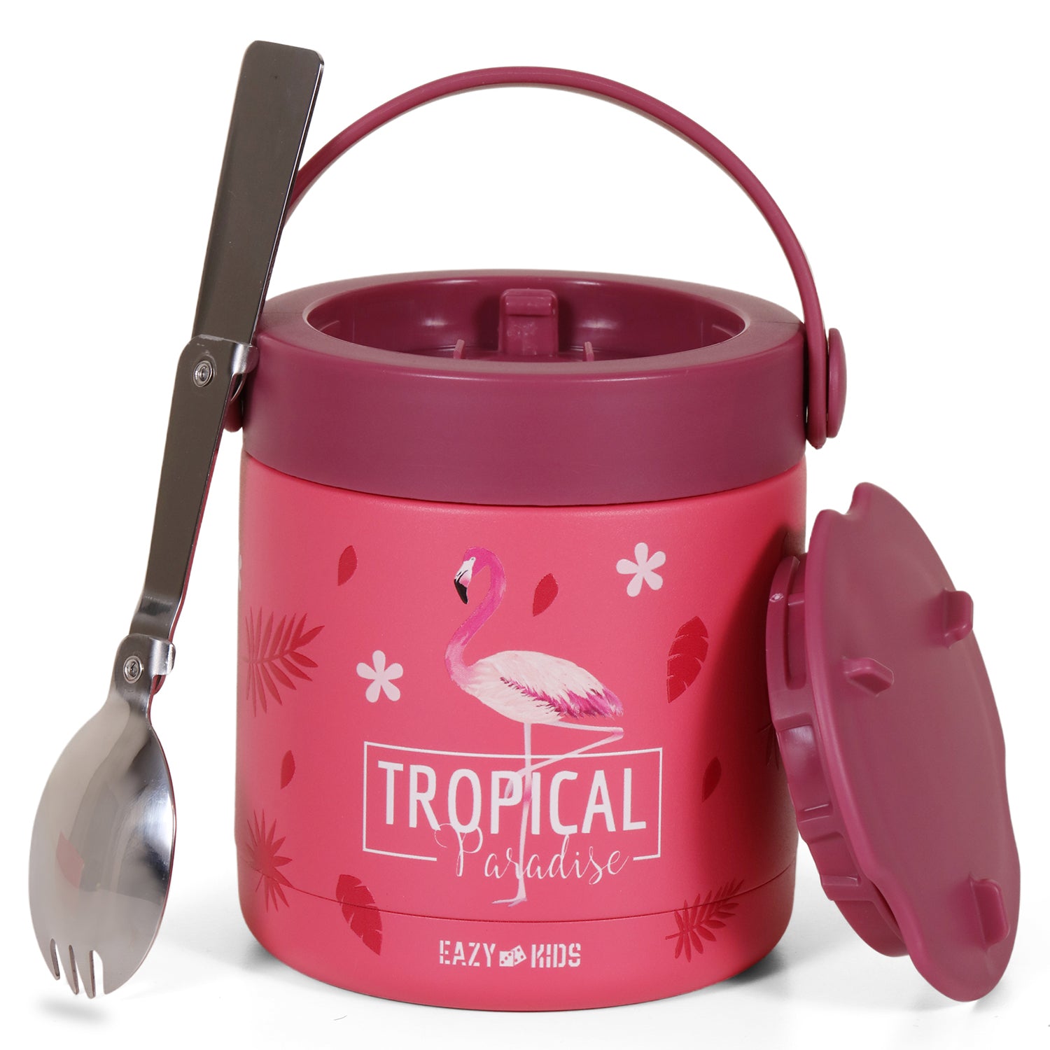 Eazy Kids Tropical Stainless Steel Insulated Food Jar - Pink (350ml)