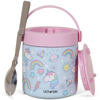 Eazy Kids Unicorn Stainless Steel Insulated Food Jar - Blue(350ml)