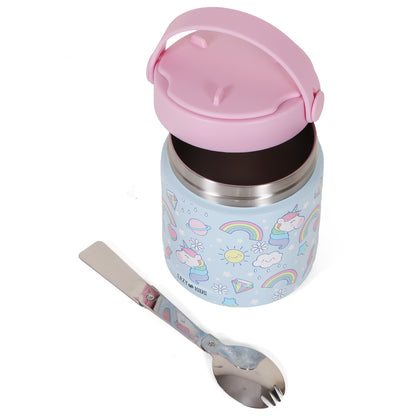 Eazy Kids Unicorn Stainless Steel Insulated Food Jar - Blue(350ml)