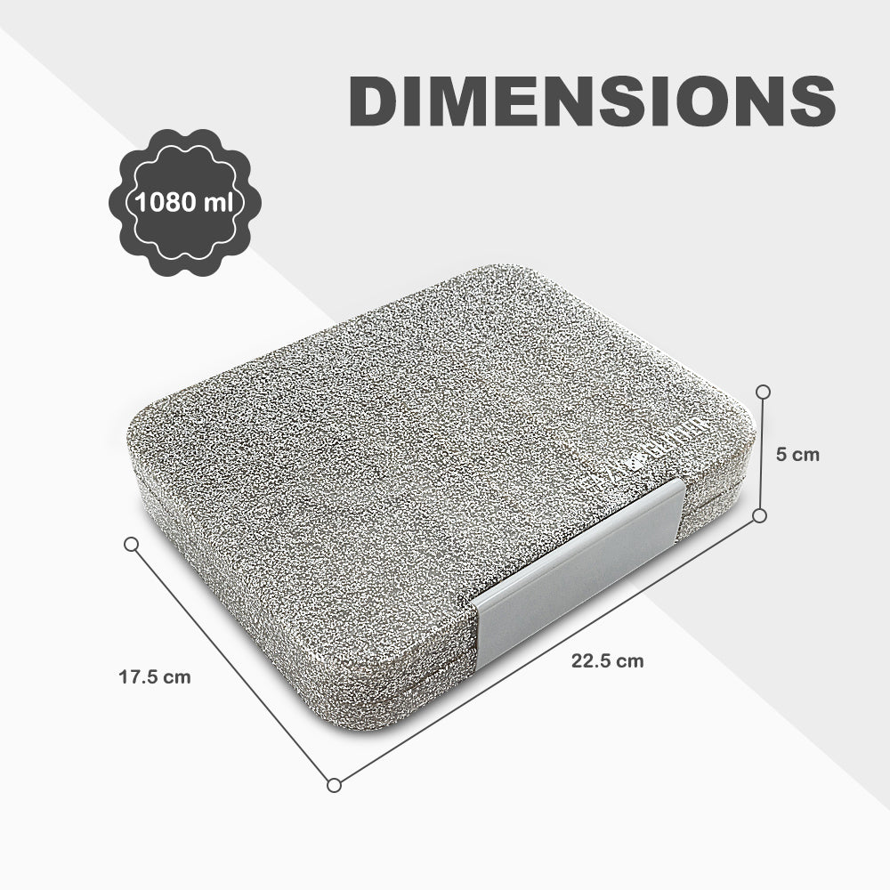 Eazy Kids 6 & 4 Convertible Bento Lunch Box - Glitter Ivory