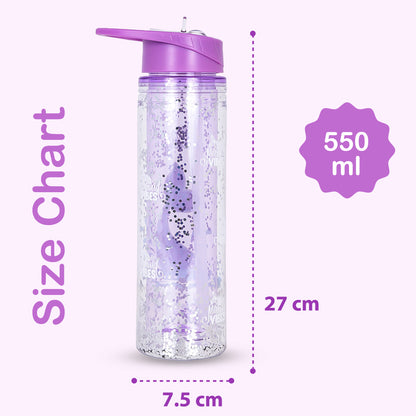 EAZY KIDS Tritan Double Wall Glitter 550ml Water Bottle - Mermaid Purple