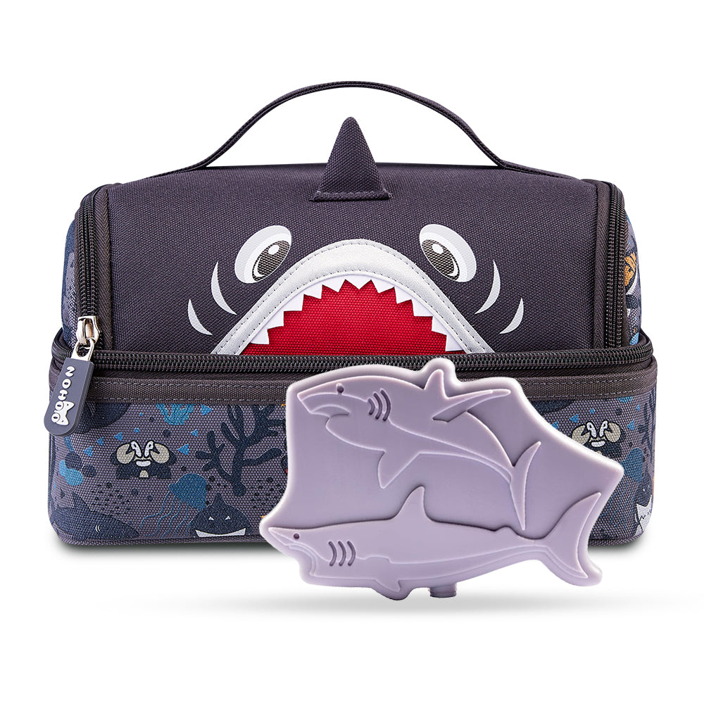EAZY KIDS Set of 4 Shark Reusable Hard Ice Packs for Lunch bags - Purple