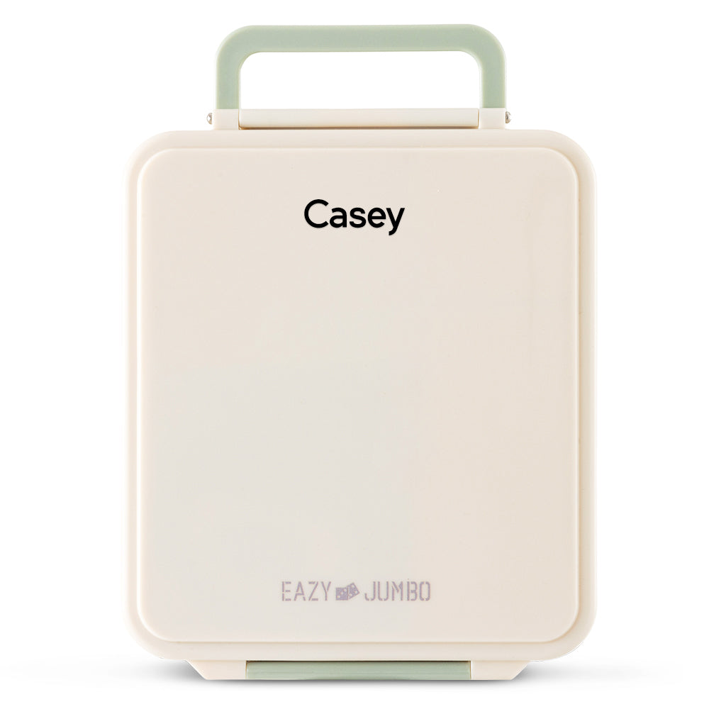 Eazy Kids Personalized Jumbo Bento Lunch Box w/Thermos & Dip Jar- Ivory