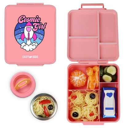 EAZY KIDS Jumbo Bento Lunch Box w/t Insulated Jar - Cosmic Girl Pink