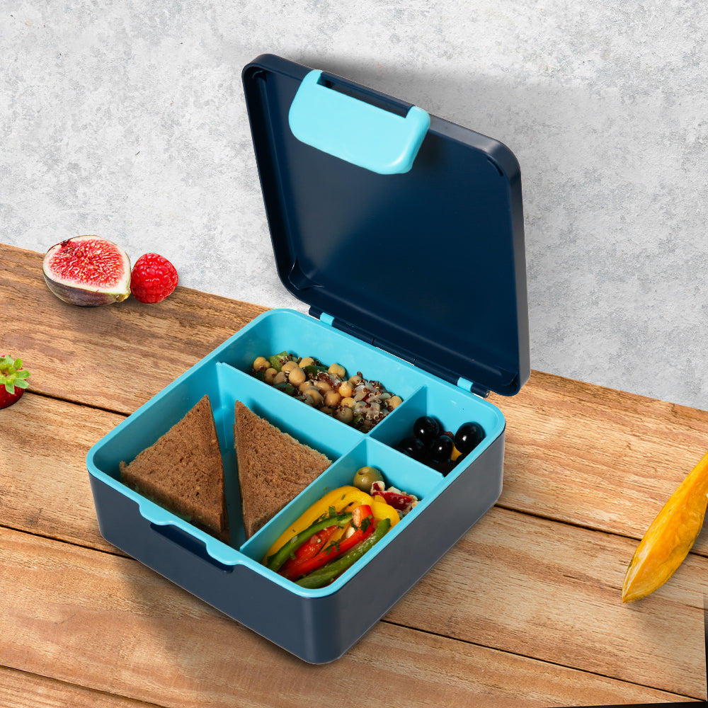 EAZY KIDS Jumbo Bento Lunch Box w/360ml Steel Water Bottle, Spoon & Fork Set, and Insulated Lunch Bag - Aircraft Blue