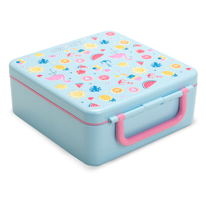 EAZY KIDS Jumbo Bento Lunch Box w/360ml Steel Water Bottle, Spoon & Fork Set, and Insulated Lunch Bag - Flamingo Pink